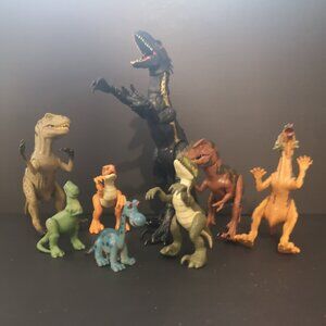 Lot of 8 Dinosaurs from Various Different Makers, Styles, Colors & Condition